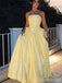 Elegant Yellow Strapless A-line Long Prom Dress,Evening Dress,PD382211