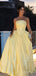Elegant Yellow Strapless A-line Long Prom Dress,Evening Dress,PD382211