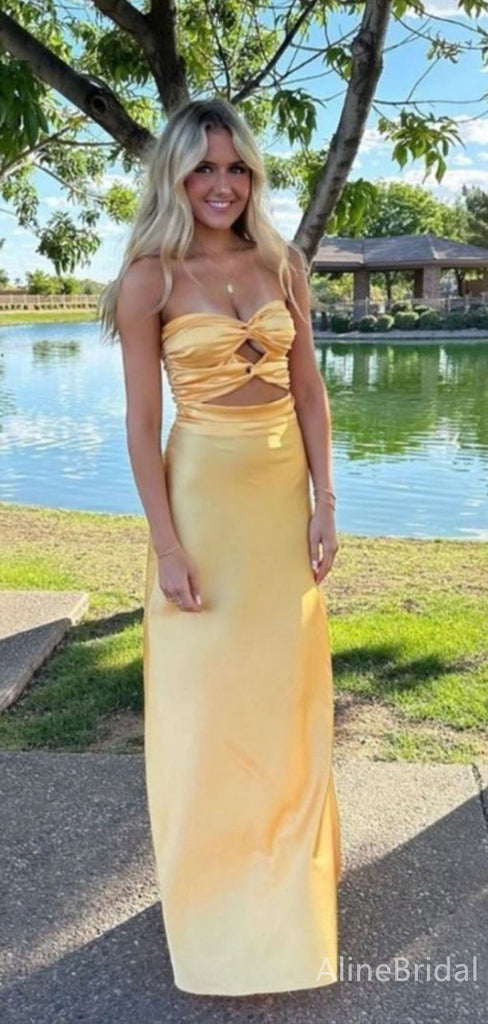 Sexy Sweetheart Yellow Strapless Mermaid Long Prom Dress,Evening Dress,PD382216