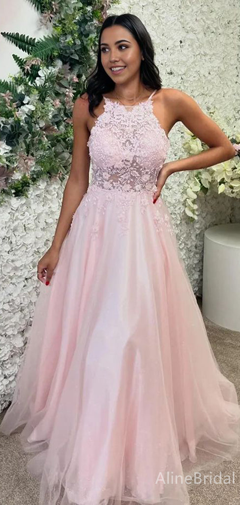 Gorgeous Sleveless Appliques Lace A-line Long Prom Dress,Evening Dress,PD382218