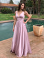 Simple Pink V-neck Sleveless A-line Long Prom Dress,Evening Dress,PD382228