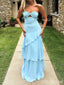 Unique Blue Sweetheart Strapless A-line Long Prom Dress,Evening Dress,PD382231