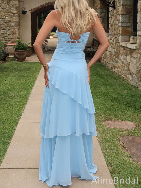 Unique Blue Sweetheart Strapless A-line Long Prom Dress,Evening Dress,PD382231