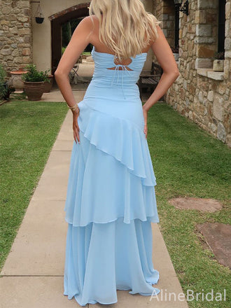 Unique Blue Sweetheart Strapless A-line Long Prom Dress, Evening Dress, PD382231