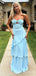 Unique Blue Sweetheart Strapless A-line Long Prom Dress,Evening Dress,PD382231