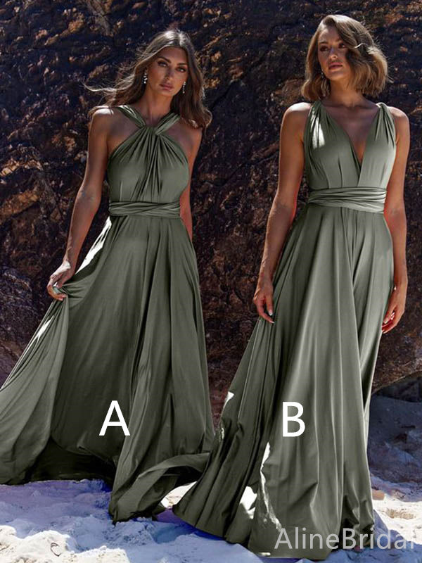 Mismatched Green A-line Long Bridesmaid Dress,PD3230
