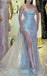 Sparkly Sleeveless Side Slit Mermaid Floor Length Prom Dress, PD3674