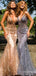 Gorgeous V-neck Spaghetti Strap Mermaid Long Bridesmaid Dress,PD3237