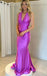 Purple Halter Sleeveless Mermaid Long Prom Dress, PD3737