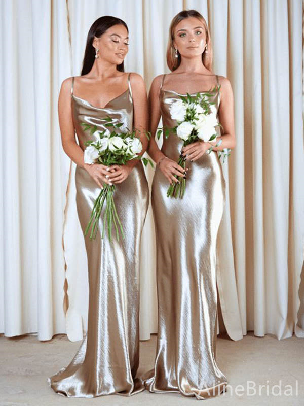 Elegant Spaghetti Strap Mermaid Long Bridesmaid Dress,PD3248