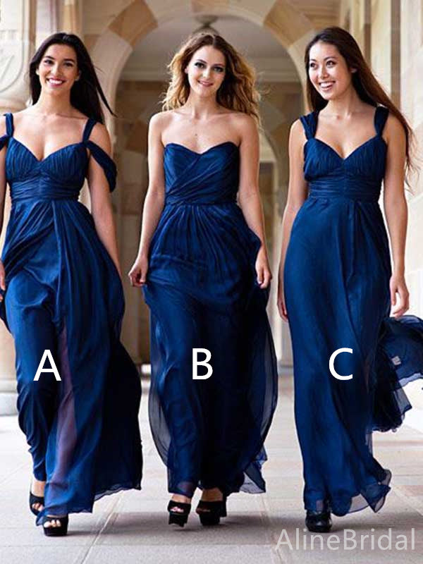 Mismatched Elegant Blue Mermaid Long Bridesmaid Dress,PD3251