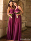 Elegant Halter V-neck A-line Long Bridesmaid Dress,PD3252