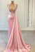 Pink Sparkly Hater Sleeveless Mermaid Long Prom Dress, PD3735