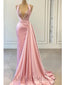 Pink Sparkly Hater Sleeveless Mermaid Long Prom Dress, PD3735