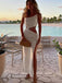 Sexy Spaghetti Straps Sleeveless Side Slit Mermaid Long Prom Dress, PD3692