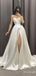Elegant Sweatheart Strapless Split Side A-line Long Wedding Dresses,WD3080
