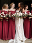 Elegant Off shoulder Sleeveless A-line Long Bridesmaid Dress, PD3168