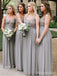 Elegant V-neck Spaghetti Strap A-line Long Bridesmaid Dress,PD3253