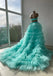 Simple Strapless Side Slit  A-line Two Pieces Floor length Prom Dress, PD3714