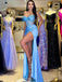 Sexy V-neck Sleeveless Side Slit Mermaid Floor Length Prom Dress, PD3642