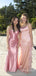Elegant Strapless  Corset Top Pleated Pink Soft Mermaid Prom Dress，Formal Dress, PD382272