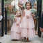 Cute Pink Tiered A-line Tulle Flower Girl Dress with Bow Detailing, FGS192
