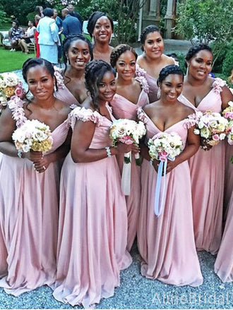 Women Modest Flesh Pink Small Round Neck Lace Mermaid Sexy Long Bridesmaid Dresses, WG112