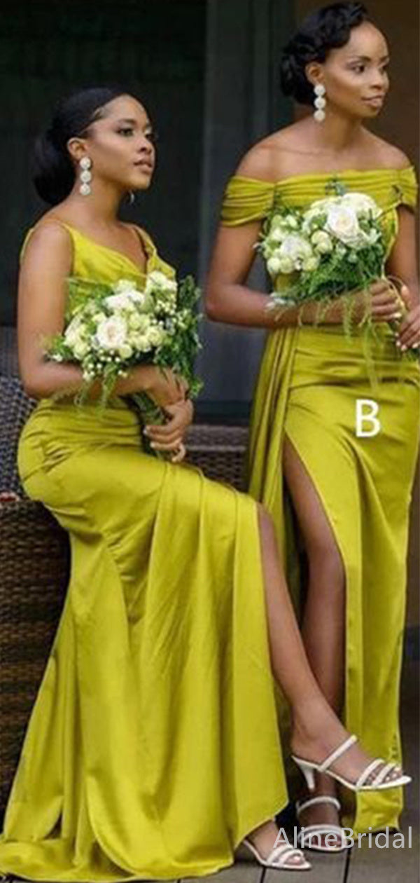 Mismatched Simple Split Side Mermaid Long Bridesmaid Dress,PD3277 AlineBridal Mismatched Simple Split Side Mermaid Long Bridesmaid Dress,PD3277 AlineBridal