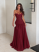 Elegant Blue Beaded Off Shoulder A-line Long Prom Dress, Evening Dress, PD3823009