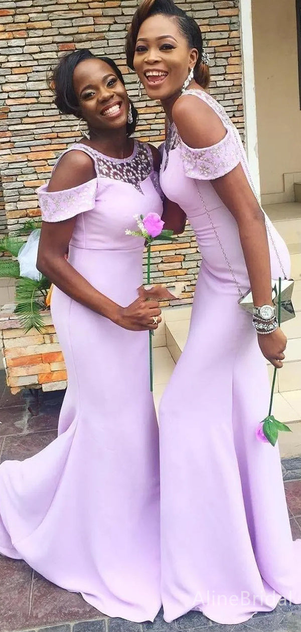 Elegant Lace Off-Shoulder Mermaid Long Bridesmaid Dress,PD3280 – AlineBridal