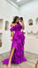 Ruffle Off Shoulder Side Slit Sleeveless A-line Floor length Prom Dress, PD3724