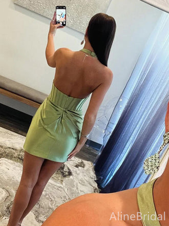 Unique Halter Backless A-line Short Mini Homecoming Dress, HD3227