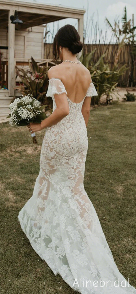 Romantic Off the Shoulder Mermaid Lace Wedding Dresses, WD3117