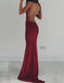 Sexy V-neck Sleeveless Open Back Mermaid Floor Length Prom Dress, PD3647