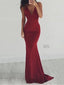 Sexy V-neck Sleeveless Open Back Mermaid Floor Length Prom Dress, PD3647