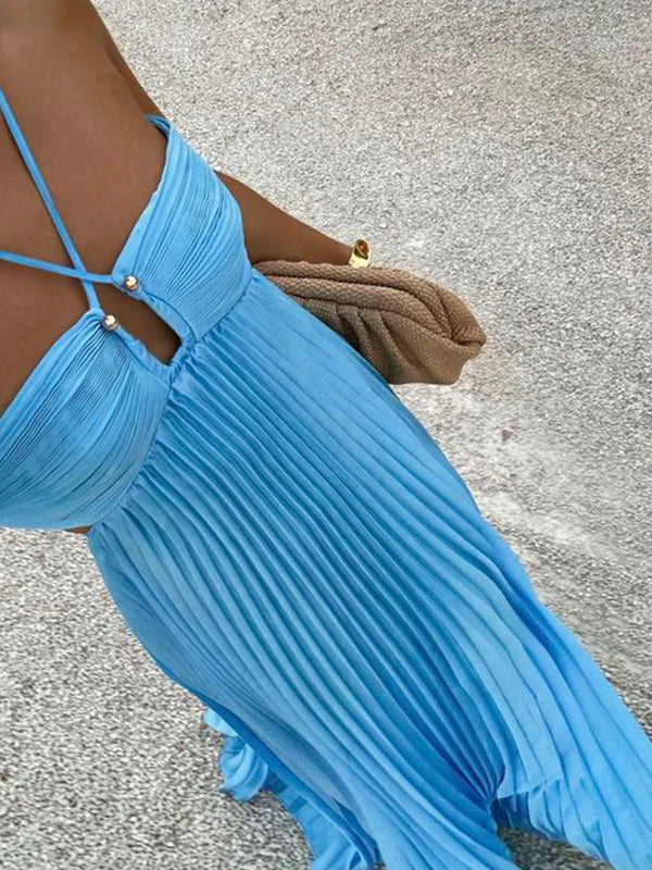 Unique Blue Pleated Halter A-line Prom Dress, Evening Dress, PD381986 AlineBridal Unique Blue Pleated Halter A-line Prom Dress, Evening Dress, PD381986 AlineBridal