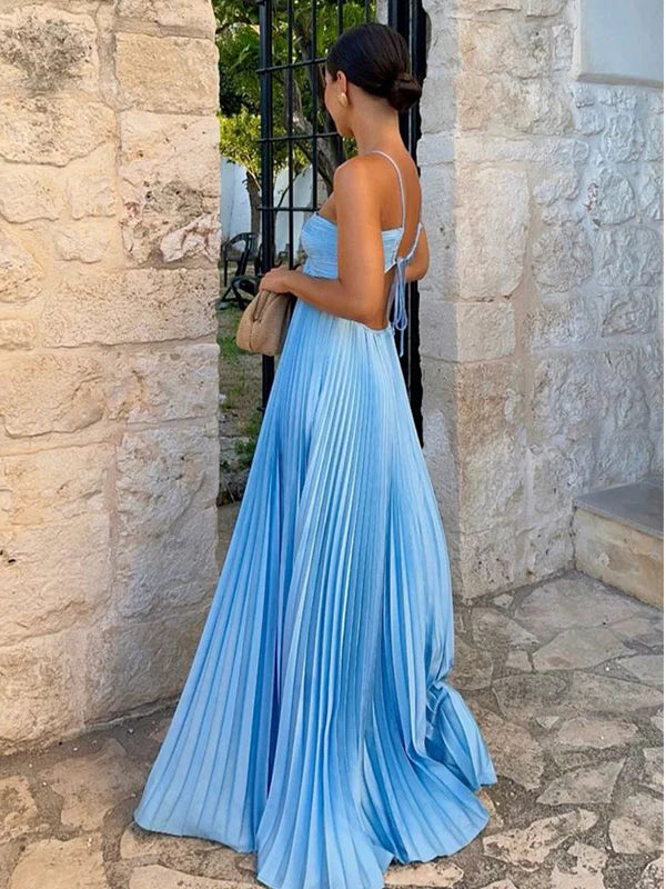 Unique Blue Pleated Halter A-line Prom Dress, Evening Dress, PD381986 AlineBridal Unique Blue Pleated Halter A-line Prom Dress, Evening Dress, PD381986 AlineBridal