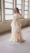 Ruffle Off Shoulder Side Slit Sleeveless A-line Floor length Prom Dress, PD3720