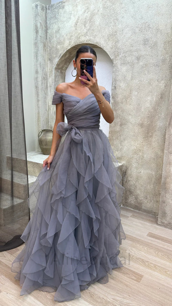 tulle evening dress Dark Green A-Line One-Shoulder Long Prom with Slit its a symphony of style and allure Purple Tulle Beaded Long A-line