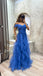 Elegant Off Shoulder Sleeveless A-line Floor length Prom Dress, PD3708