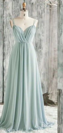 Elegant Mint Green V-neck Spaghetti Strap A-line Long Prom Dress,Evening Dress,PD37751