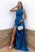 Elegant One Shoulder Sleeveless Side Slit Mermaid Floor Length Prom Dress, PD3690