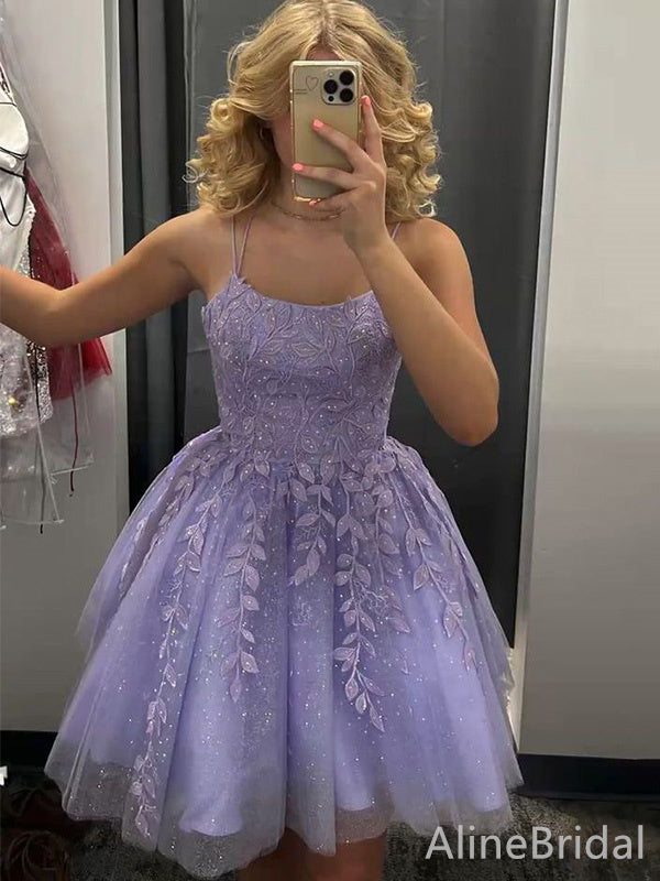 lace up a-line mini dress in purple dark purple mini dress Grape Lace-Up A-line Sequins Homecoming Dress HCM0121 Purple / 12