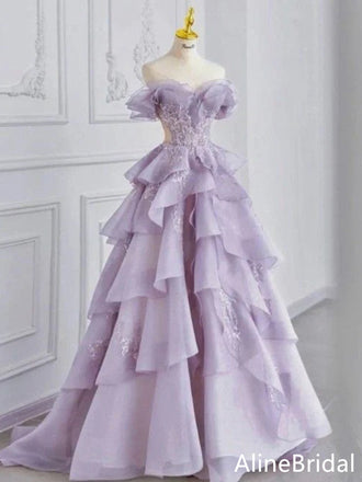 Elegant Off-Shoulder Strapless A-line Long Prom Dress,Evening Dress,PD37764