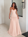 Elegant Blue Beaded Off Shoulder A-line Long Prom Dress, Evening Dress, PD3823009
