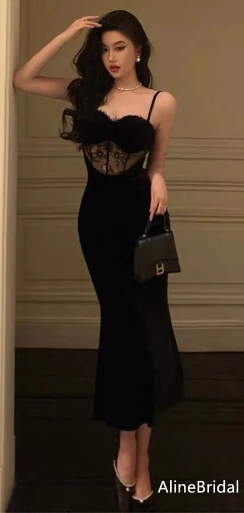 Elegant Spaghetti Strap Lace Mermaid Long Prom Dress,Evening Dress,PD37773