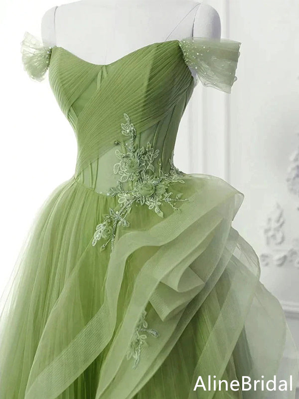 Elegant Off-Shoulder Strapless A-line Long Prom Dress,Evening Dress,PD37783