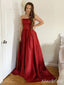 Elegant Red Strapless A-line Side Slit Long Prom Dress, PD37840
