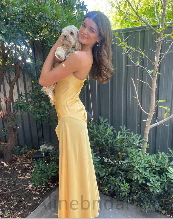 Yellow Sweetheart Sleeveless Sheath Long Prom Dress, PD3742