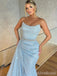 Sparkly Blue Strapless Mermaid Long Prom Dress with Train, PD37866